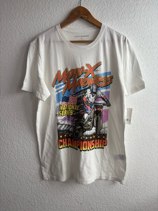 Lucky Brand Other - NWT Lucky Brand White Moto-X Madness Championship Graphic Tee Medium